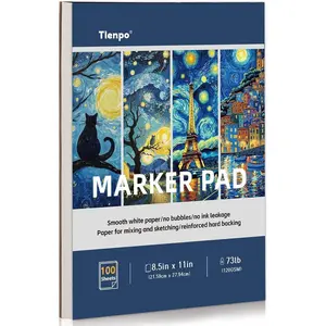 8.5" x 11" Marker Paper Pad, 100 Sheets Marker Sketchbook Bleedproof, 120gsm/73lb Art Sketch Pad Paper, Painting Coloring Alcohol Marker Paper for Beginners, Artists, Kids