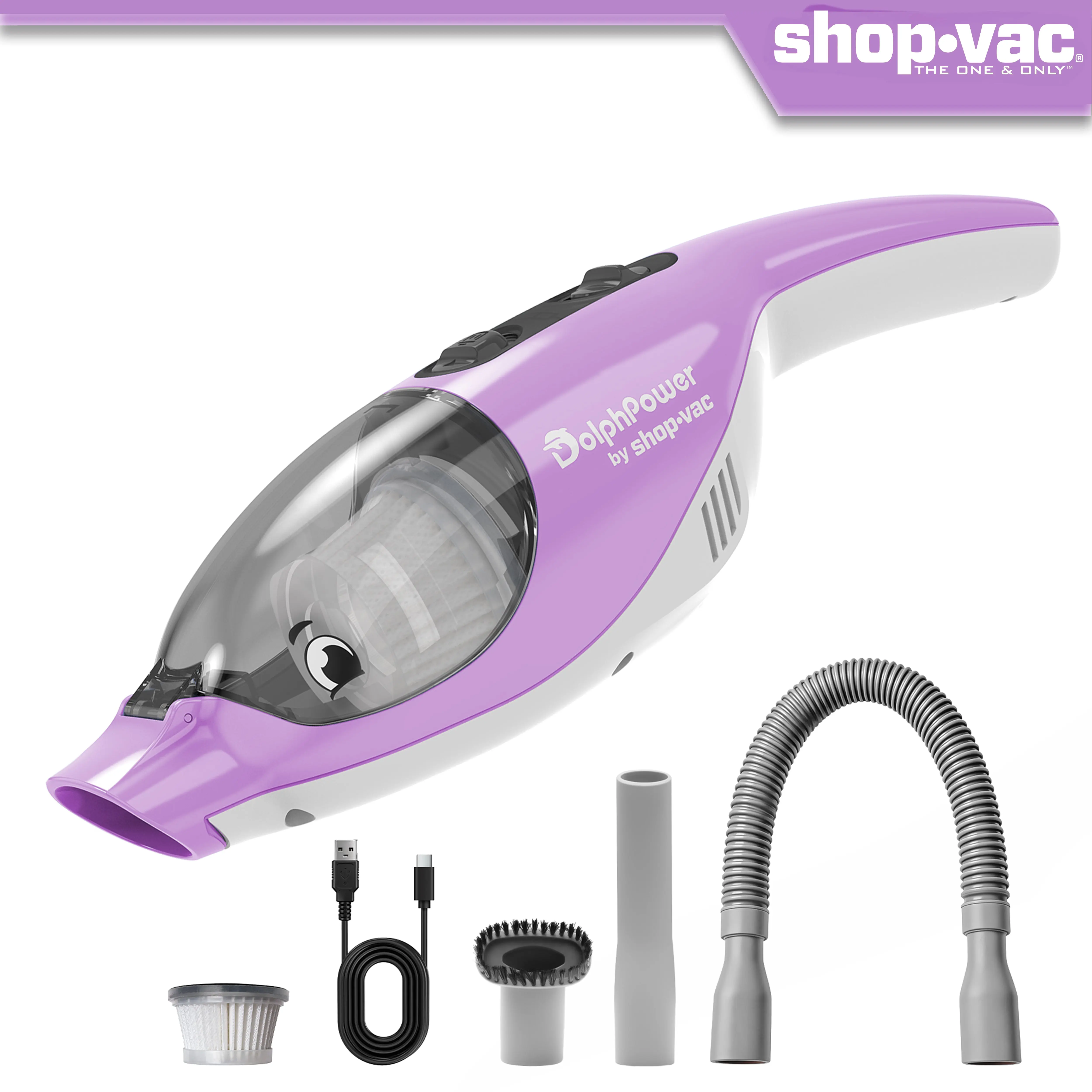 Shop-Vac DolphPower Cordless Handheld Vacuum, Lightweight Portable Vacuum Cleaner for Car, Home, Desk & Pet Hair