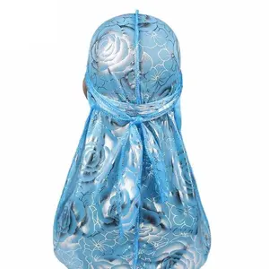 Rose Silk Durag - Floral Design with Quadruple Stitch Seams & Extra Long Tail for 360 540 720 Waves One Size Fits Most Unisex