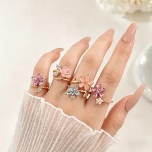 Women's Elegant Floral Stackable Rings Set, Adorned with Rhinestones and Imitation Pearls, Fashion Costume Jewelry Accessory for Special Occasions, All-Season Wear long-lasting girlfriend gifts