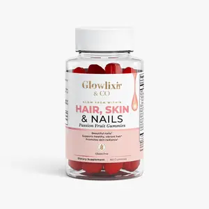 Glowlixir & Co Hair Skin & Nails Gummies with Biotin Vitamins A C D E Collagen for Vibrant Beauty and Healthy Nails 60 Count