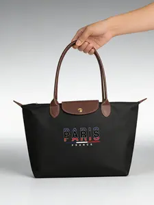 Women's Paris Pattern Handbag, Satchel, Travel Bag, Laptop Bag, Oxford Bag, Foldable, Large Capacity, Fashion Essential