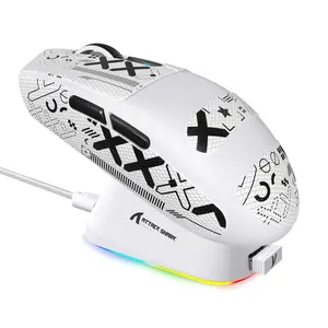 Attack Shark G3pro Wireless Gaming Mouse Lightweight Ergonomic Precision with RGB Charging Base, 2.4g/USB-C Wired/battery, Paw3311 Optical Sensor, Adjustable 1k Polling Rate, 25k Dpi, Gaming Accessories