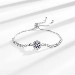 Fashionable Moissane  Silver Bracelet Jewelry Girlfriend paraiba tourmaline rough 10 karat diamond ring Christmas gift 10 karat diamond ring sterling silver ak