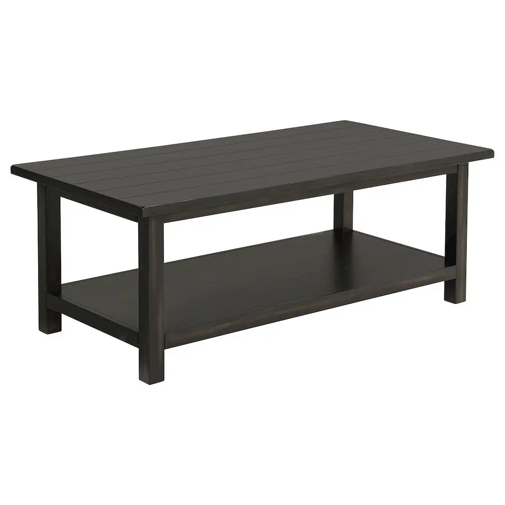 Payne Round Rustic Distressed Wooden Coffee Table - Wide Top, Lower Storage Shelf for Living Room Entertaining