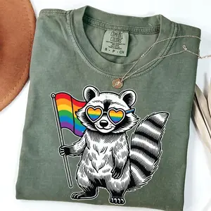 Comfort Colors® Raccoon Pride LGBT Shirt, Raccoon Pride Flag Tshirt, Pride Outfit, Funny LGBTQ Top, Pride Support Gift, Equality Saying Tee 7