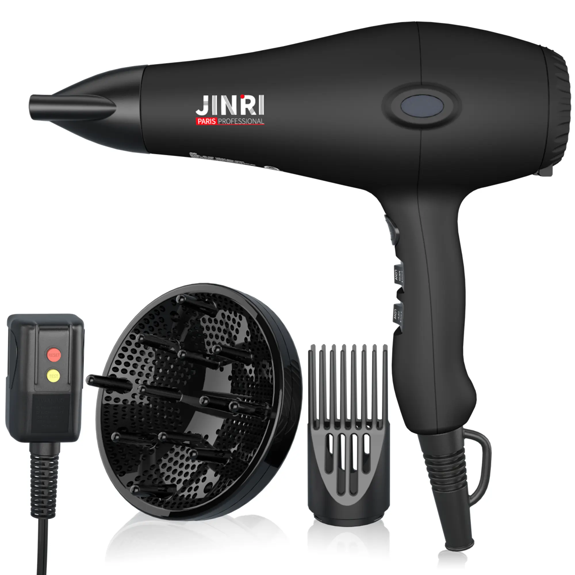 1875w Professional Tourmaline Hair Dryer, Negative Ionic Salon Hair Blow Dryer, DC Motor Light Weight Low Noise Hair Dryers with Diffuser & Concentrator & Comb, Hairdryer Fast Drying