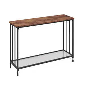 【GARVEE】Multi-functional Console Table with 2 Shelves, Auxiliary Table, Hallway Table, Wall Table in Anthracite Brown and Black, Dimensions 105 x 30 x 81 cm