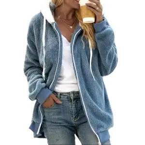 Women’s Plush Zip-Up Hooded Jacket