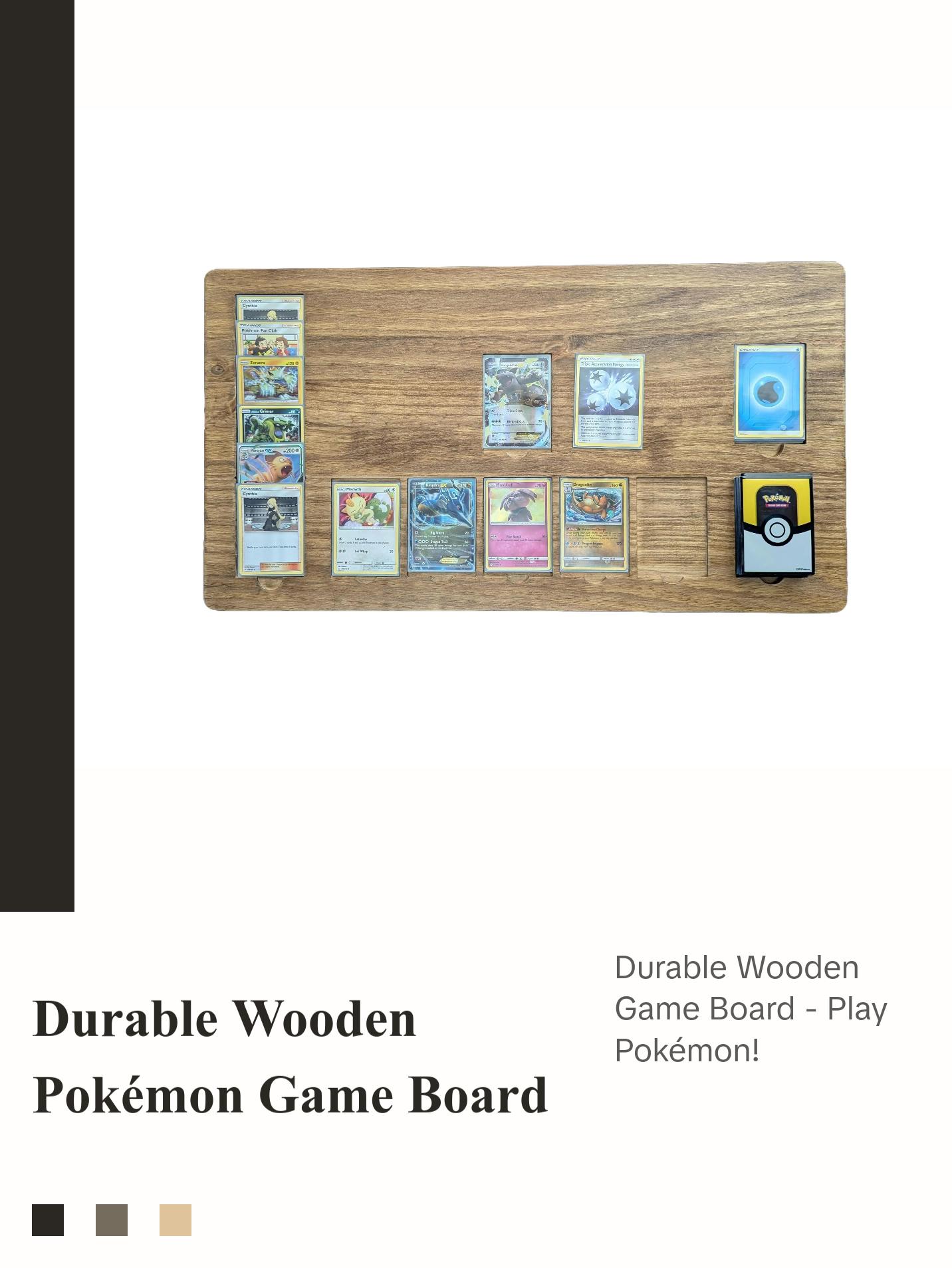 Pokemon Card Game Board-Durable Wooden Game Board for Pokémon Card Game - 24.375 x 13.125 x .75 inches, Made in America