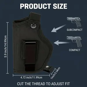 Tactical Ambidextrous Universal Gun Holster for Concealed Carry, Suitable for Both Left And Right-Handed Users. This Durable Black Holster Is Designed for Both Men And Women And Accommodates Most Pistols