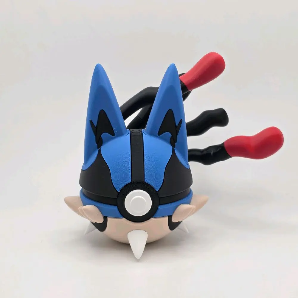 N3D Mega Lucario Themed Pokeball Collectible Figure - Premium Art Toy Display Piece, Multi-Size TV/Character Collectible Figures by The Card Guy TCGs, New Large Aura Energy Item for Pokemon Fans