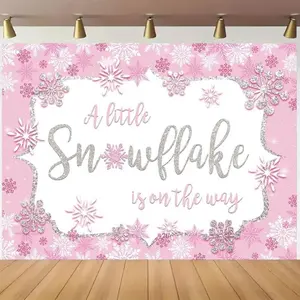 1pc Sparkling Pink 2D Flat Polyester Christmas Snowflake Wall Hanging Backdrop, Party Decoration Supplies for Holiday Photography & Cake Table Decor