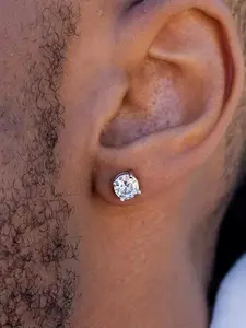 Women's S925 Silver Color Moissanite Four Claw Screw Ear Stud Earrings, Earring Studs, Simple Fashion Jewelry Accessory for Women & Girls