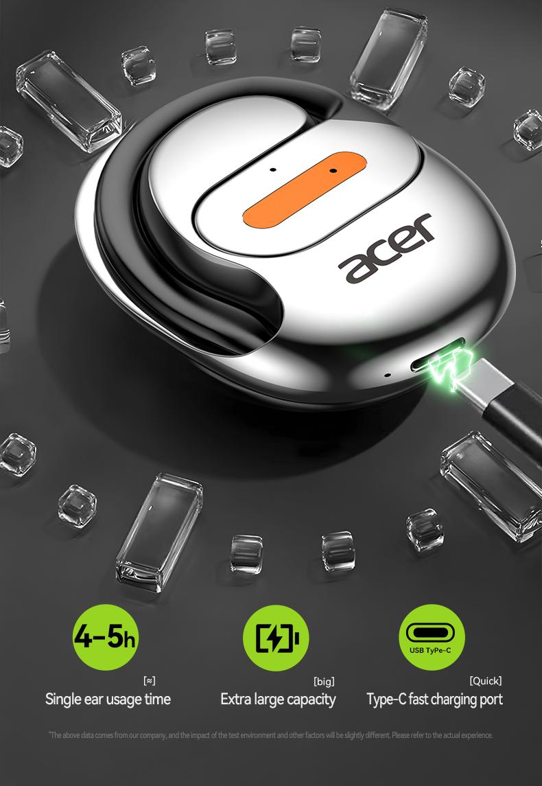 Acer OHR502 Bone Conduction Wireless Wireless Earbuds - New Model Over-Ear Design headset, Long Battery Life, Enhanced Audio Experience for Active Use gaming headset fast charge Electronic Headphone Pink