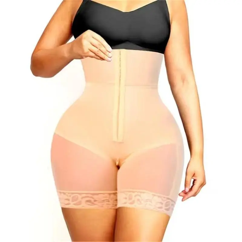 Cross-border European and American plus-size body-shaping high-compression waist shapewear pants, three-row buckle high-waist tummy control and butt-lifting shapewear pants butt lifter shaper Women Minimalist