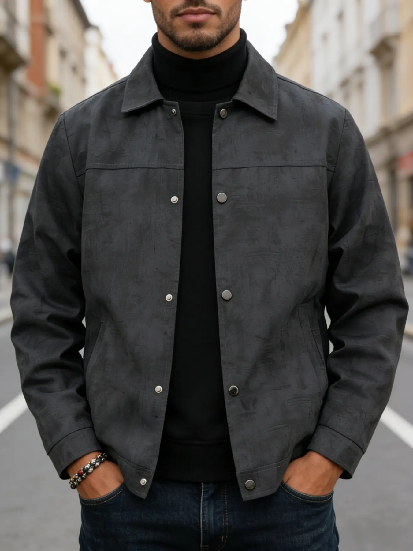 Men's Spring and Autumn Casual Jacket Coats, made of polyester fiber, featuring a button up front and closure with a flip collar design. Fashionable tie dye outerwear, machine washable and easy to maintain fabric, suitable for daily casual and formal wear