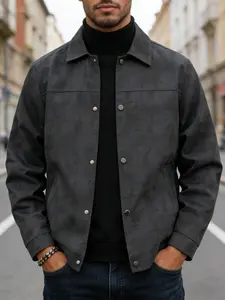 Men's Spring and Autumn Casual Jacket Coats, made of polyester fiber, featuring a button up front and closure with a flip collar design. Fashionable tie dye outerwear, machine washable and easy to maintain fabric, suitable for daily casual and formal wear