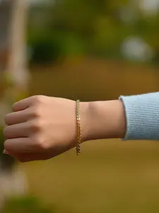 Women's Bracelet, Elegant Chain Design, Stylish Stackable Layered Jewelry Gift, Cute Tennis Bead Charm, Cuban Link Unisex Accessory