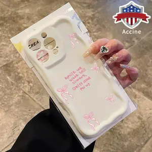 Cream Pink Piety Pattern Curly Wave Frame Phone Case for iPhone 16 15 14 Pro Max 13 12 11 XR XS Plus Shockproof Full Camera Protection Durable Slim Silicone Cover Cellphone Casing