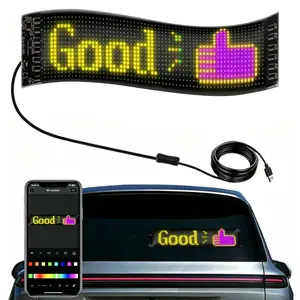Programmable Flexible LED Sign, APP Control Customizable LED Display, USB Powered Car Rear Window LED Matrix Panel for Home Store Party Decor, Flash Effects