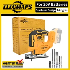 Cordless brushless curve saw(Bare tool; battery not included), compatible with DeWALT 20V power supply, with LED light and splash cover, can cut wood/metal/PVC, can cut straight/curve/bevel