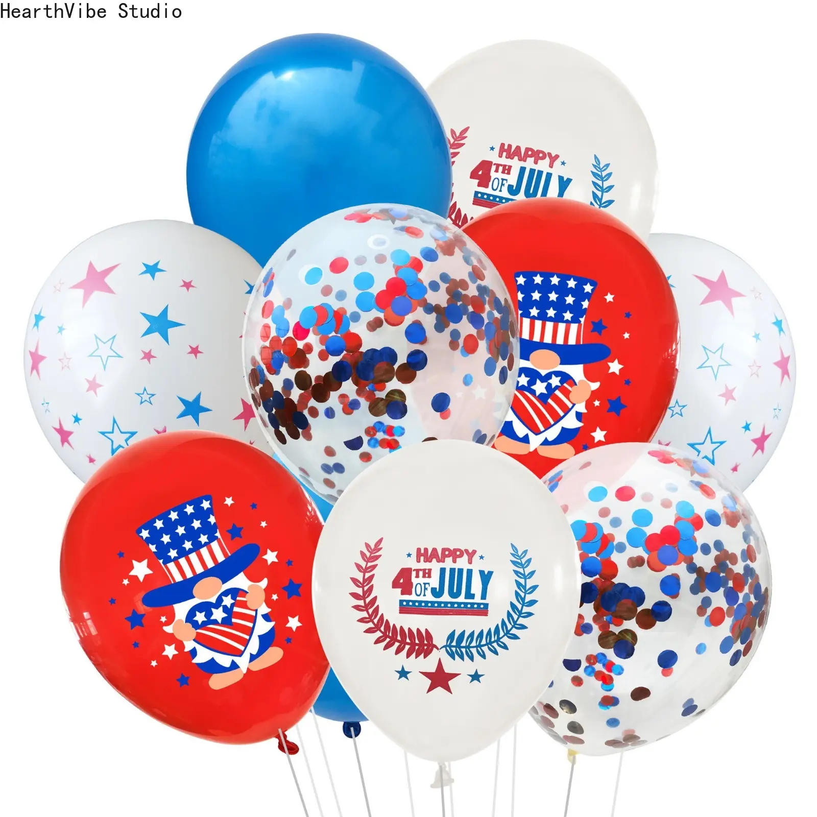 10PCS Premium Patriotic Balloons Bouquet Set - 4th of July Party Decorations, Red White & Blue Confetti Kit, Memorial Day Summer BBQ Photo Props (Sports & Outdoor Camping Hiking Hammocks Companion), Independence Day, Latex, Outdoor Parties