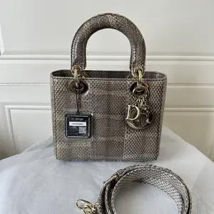 Pre-owned Dior Exotic leather Crossbody Bag Lady Gold Beige 46786541