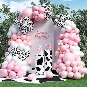 Pastel Pink Cow Latex Balloon Arch Kit - Multicolor, Different Sizes, Arch Shape Garland Kit for Cowgirl Birthday, Farm Western Cow Print Animal Theme Party Decorations Supplies (Wall Art, Grand Duchess Tree)