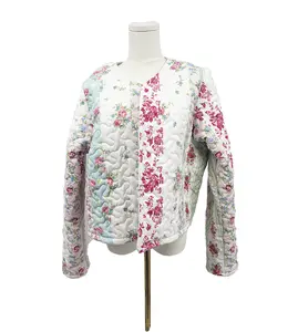 Lynette Patchwork Stripe Cropped Quilted Jacket