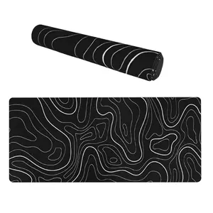 Large Topographic Map Gaming Mouse Pad for Desk Black Desk Pad with Non-Slip Rubber Base Stitched Edge Desk Organizers and Accessories Desk Decor