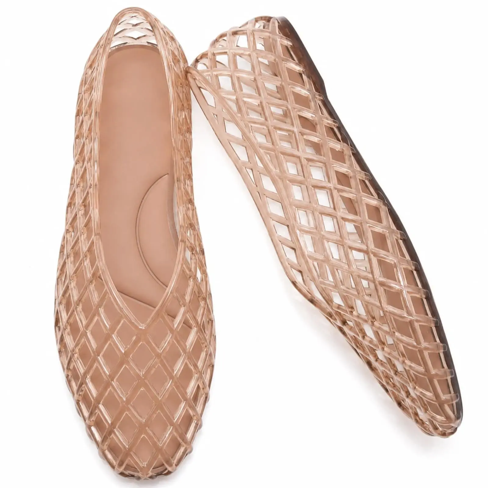 Jelly Sandals for Women Mesh Slip-On Closed Toe Flats | PVC mesh upper, cushioned PU insole, easy slip-on fit, and summer-ready style for beach, vacation, travel, and daily outfits
