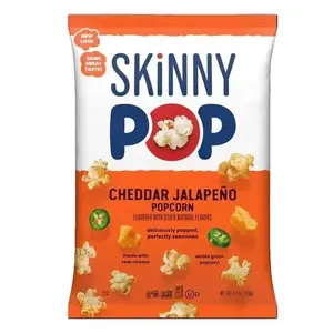 Skinnypop Gluten Free Cheddar Jalapeno, 4.4 oz Sharing Size Bag, Skinny Pop, Healthy Popcorn Snacks 2 bags