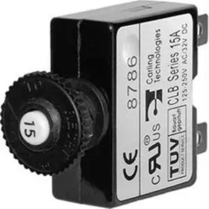Blue Sea System  20A Push Button Thermal with Quick Connect Terminals, 20A Rating, Fault Reset