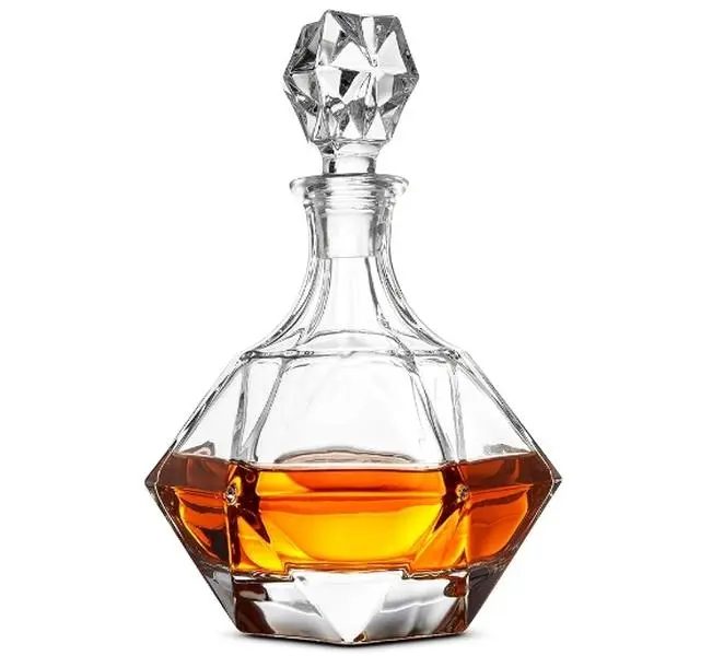 European Style Glass Whiskey Decanter & Liquor Decanter with Glass Stopper, 30 Oz.- With Magnetic Gift Box - Aristocratic Exquisite Diamond Design - Glass Decanter for Alcohol Bourbon Scotch.