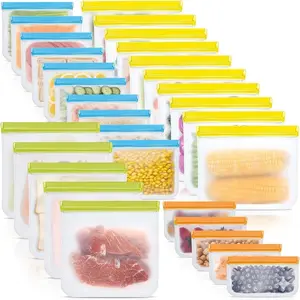 Reusable Silicone Food Bags Set Keep Food Fresh Leak-Proof Storage Kitchen Use