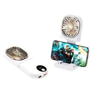 Portable handheld desktop stand folding halter mini fan, 3000mAh battery can run, air flow while looking at the phone, with lanyard, a desktop can be upright and portable USB charging
