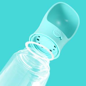 Dog Water Bottle, Leak Proof Portable Puppy Water Dispenser with Drinking Feeder for Pets Outdoor Walking, Hiking, Travel, Food Grade Plastic (19oz Blue)