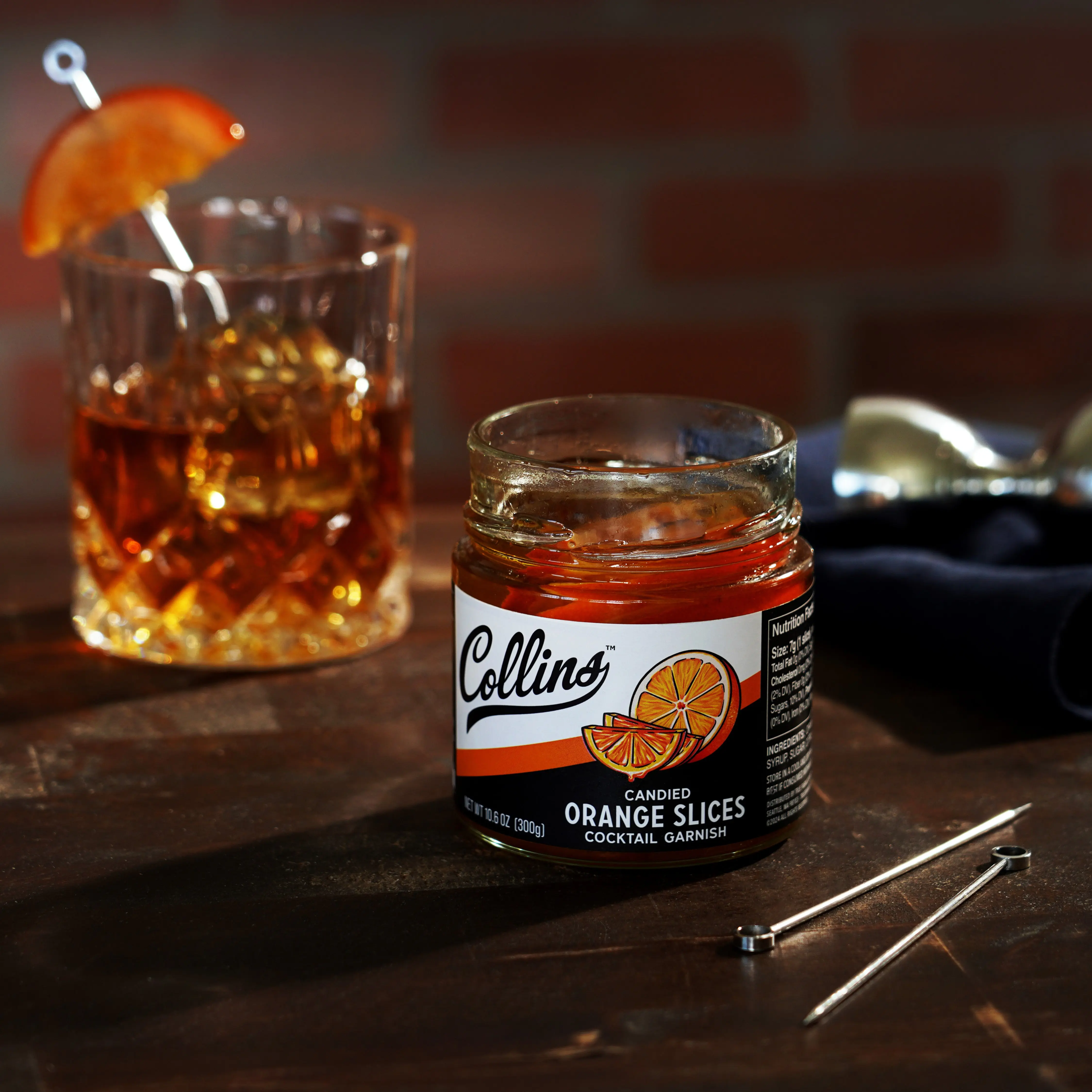 Candied Orange Slices in Syrup 10.6 oz - Sweet Tangy Slices for Old Fashioned, Desserts and Baking, Home Bar Gifts, Garnish Like a Pro