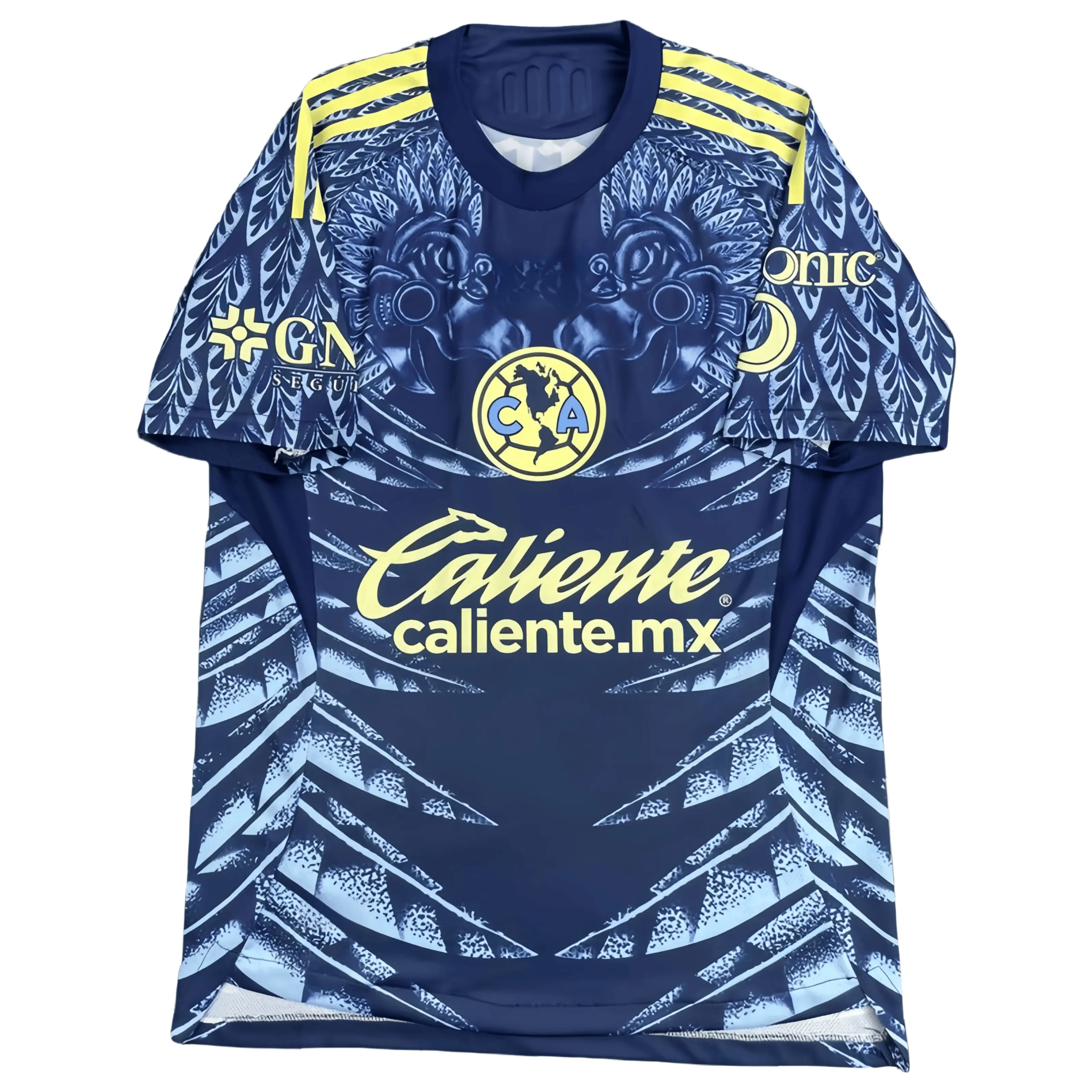 2024 2025 Away Retro Dark Blue Feather Print Short Sleeved Soccer Jersey