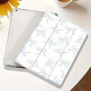 Blue Bow Pattern Foldable Tablet Stand with Flexible Hybrid Protective Case for iPad Air 4/5, 7/8/9, 5/6, Air 1/2, Air 3, Pro 11, 10th Generation - Adjustable, Non-Slip Stand for Comfortable Viewing, Tablet Stand |   Decorative Stand |   Durable Stand