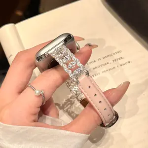 Elegant Metal Bracelet Design Apple Watch Band, Adjustable Leather Strap for S11-S3, 49mm-38mm, Durable Daily Wear Accessory