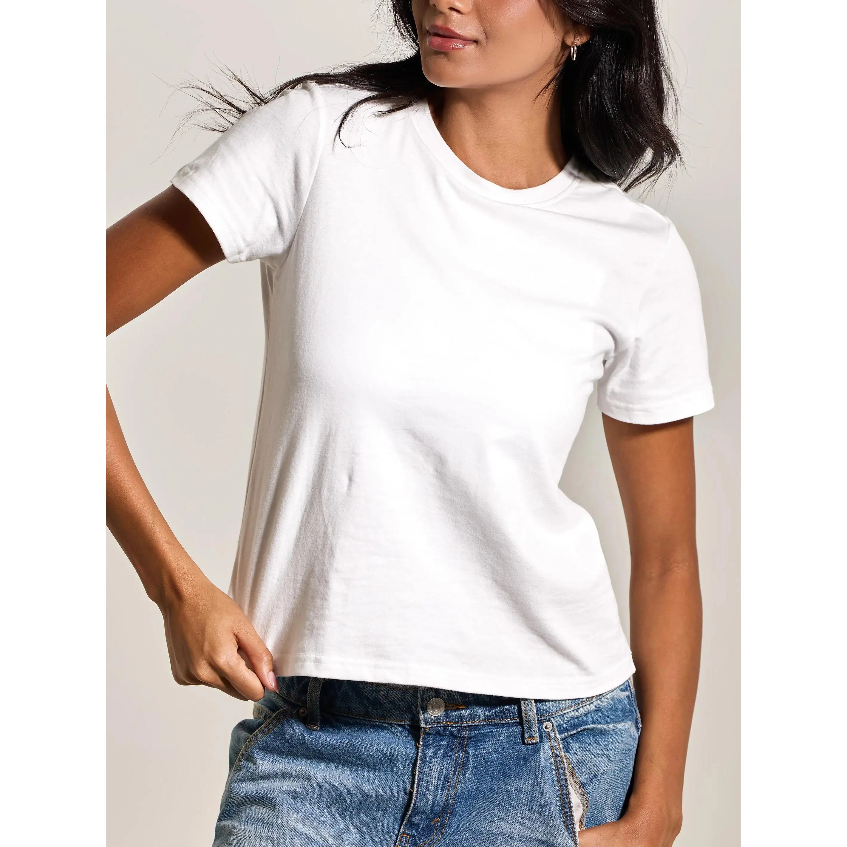 klassy Cotton Tee Full Length - Boxy Fit, Crew Neckline, 100% Cotton, Womenswear Top,Solid black & solid white T-shirts