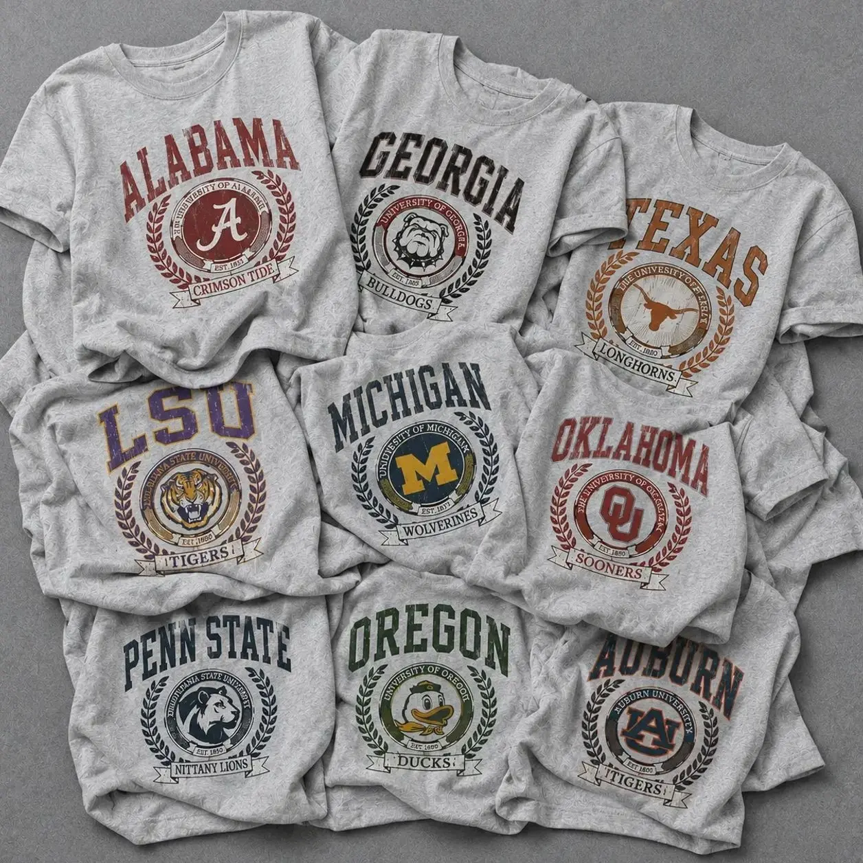 Men's Casual Menswear T-Shirt with Vintage College Graphic Print, 100% Cotton Round Neck Pullover for Game Day, Tshirt, Shortsleeve, Vibe, School, Streetwear, Top, Vintage T Shirts PEN