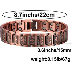 Copper Bracelet for Men, Cross Copper Magnetic Bracelet with Ultra Strength Magnets, Adjustable Link Jewelry Box Gift (Sizing Tool)
