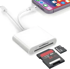 SD Card Reader for iPhone iPad Mac Dual Port USB C & Lightning Adapter High-Speed Memory Card Reader 2 Slot SD Micro SD No App Required Plug and Play