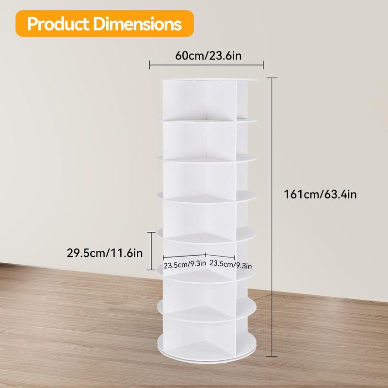 360° Rotating 6/7-Tiers Organizer Shoe Rack, Fits 24-28 Pairs of Shoes, Spinning and Revolving Round Shoe Rack, for Entryway Living Room Hallway Footwear Organization