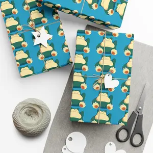 Snorlax Pkm Blue Gift Wrap, Snorlax Cute Wrapping Paper - Perfect for Gift Wrapping for Loved Ones, Party, Holidays & Special Occasions