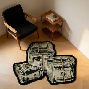 American Vintage Dollar Bill Shape Rug, Vintage Design Rug, Soft Velvet Carpet, Decorative Area Rug, Trendy Bedroom Mat, Home Decor, Living Room, Bathroom, Kitchen, Dining Room
