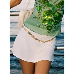 Finesse Beaded Chain Belt Gold